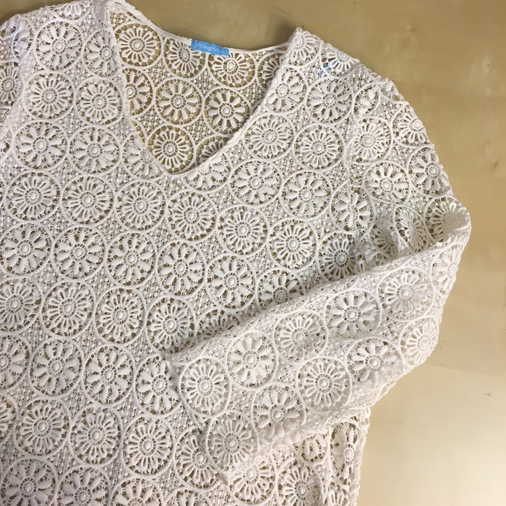 J MCLAUGHLIN crochet swim cover tunic top Floral